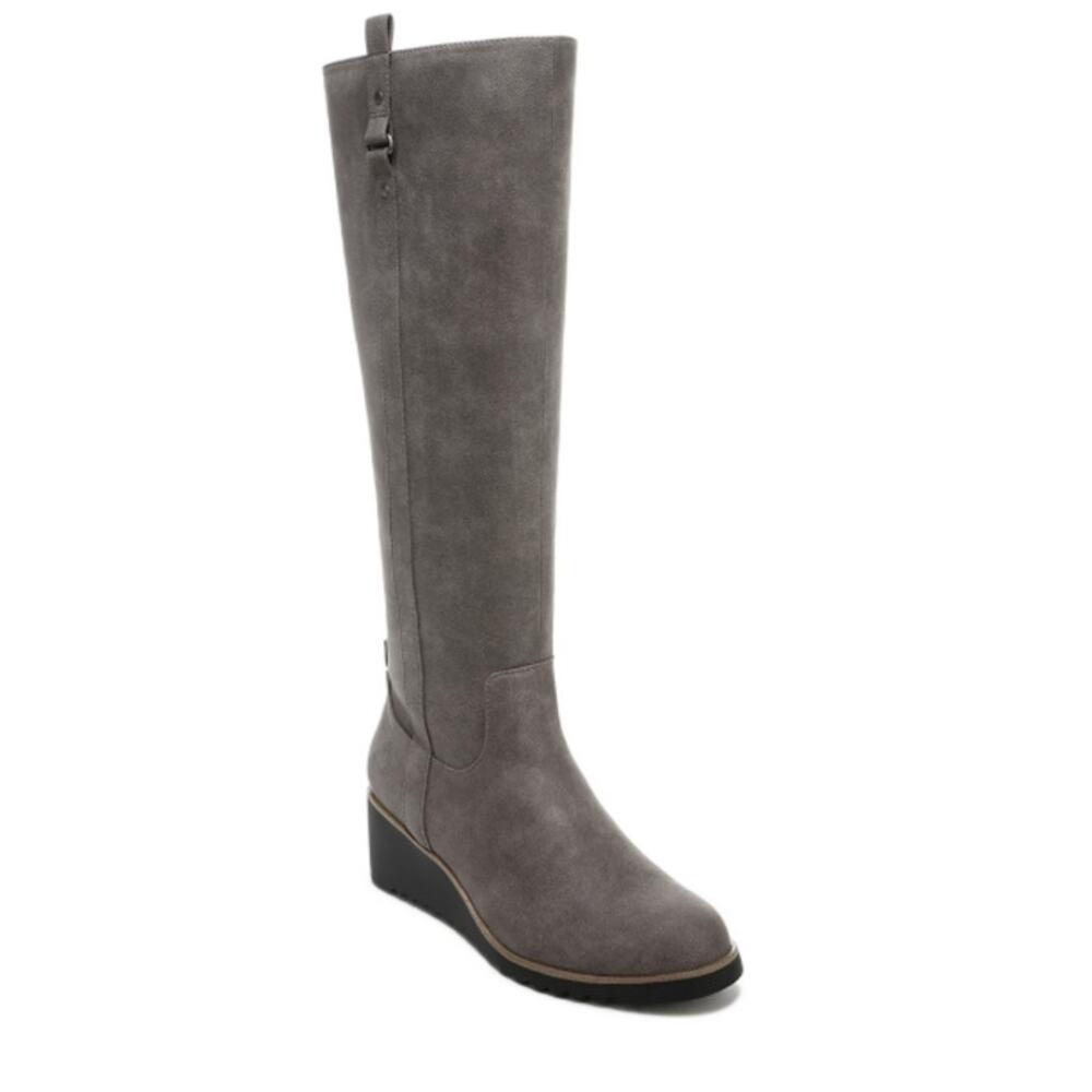 LifeStride Zeppelin Knee High Zip Wedge Heel Boot Gray/Brown Women's Size 10M